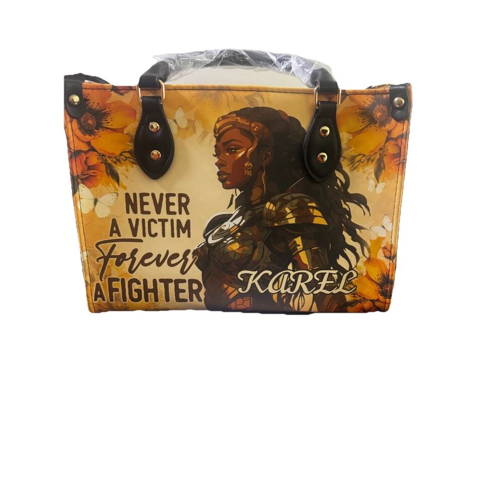 I Am A Fighter Leather Tote Handbag Sistabag New- African Queen-Empowered Art
